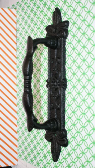 Large Cast Iron Gate Barn Shed Pull Door Handle Antique Cupboard Wall Decor Art