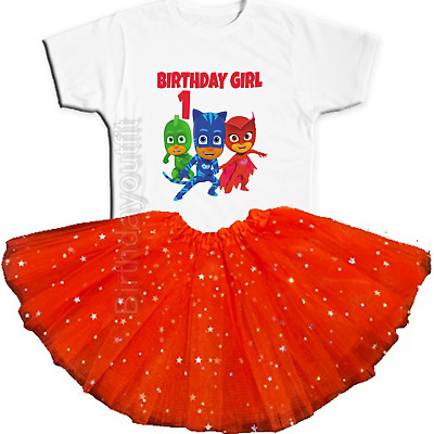 PJ Masks Party 1st Birthday Red Tutu Outfit Personalized Name option