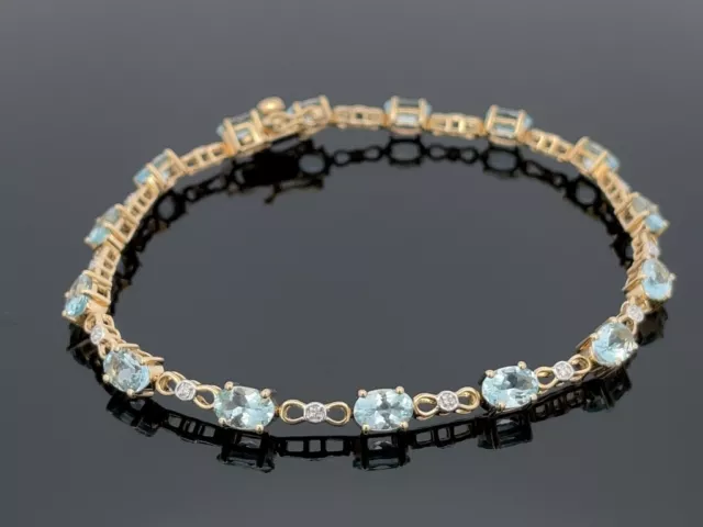 Schmuckjagd Armband Aus 585/- Gelbgold Mit Aquamarin & Brillanten