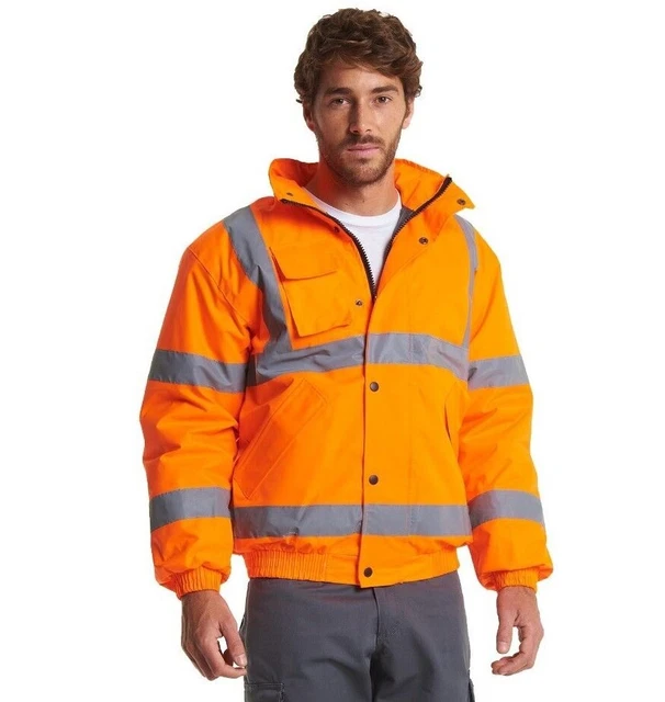 Uneek High Visibility Bomber Jacket Reflective Hi Vis Viz Waterproof Hood(UC804)