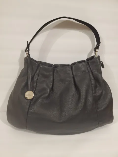 Furla Purse Shoulder Bag Satchel Black Leather Medium