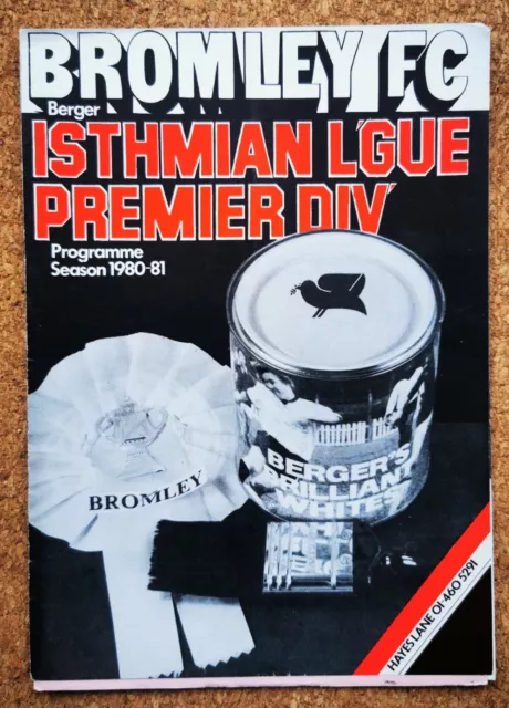 Non League Football Programme - Bromley v Dulwich Hamlet 17/01/81