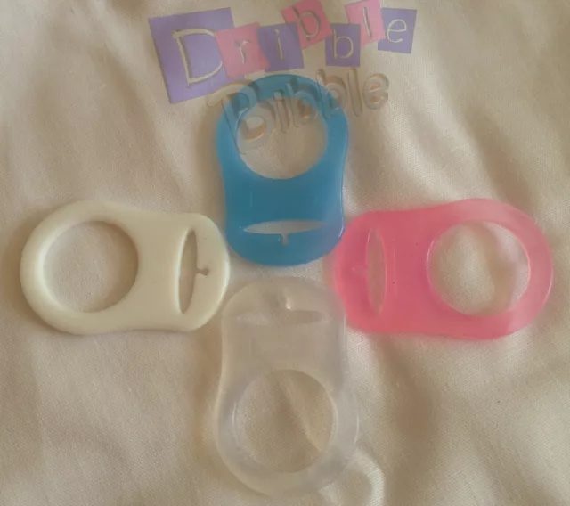 ❤ Blau ❤ Pink ❤ Weiß ❤ Klar ❤x2 Silikon Dummy Clip Ringe Adapter MAM NUK