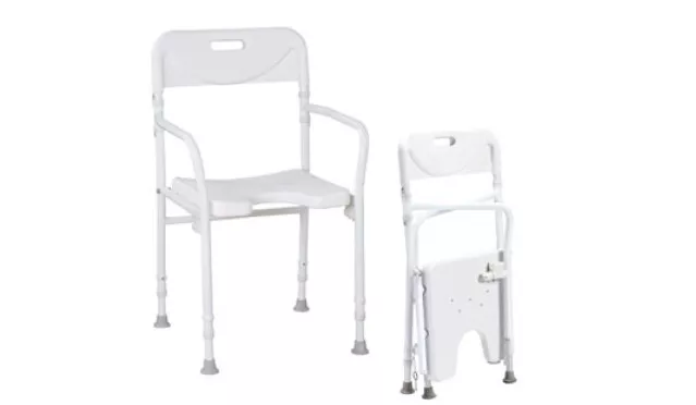 Russka Plegable Aluminio Silla para Ducha Con Apoyabrazos Y Respaldo