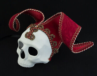 Crane - Mask Venice Tête De Death - White Red - Carnival Venetian - 801 3