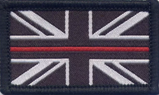 The Thin Red Line Firefighter Fire Service Woven Patch Union Jack Flag 3x5cm