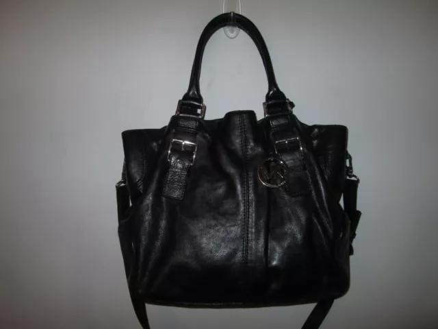 MICHAEL KORS Brookeville Large Soft Black Leather Shoulder Tote Crossbody Strap