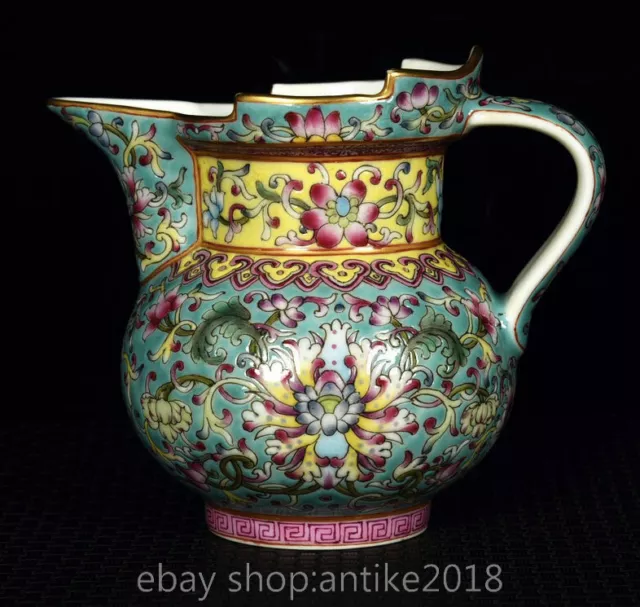4.8" Old Chinese Yongzheng Marked Colour Enamel Porcelain Flower Mock Teapot Pot