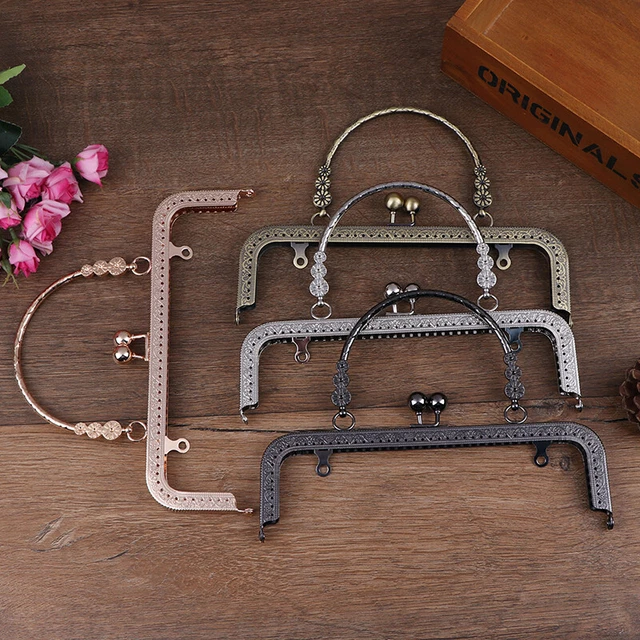 Square Silver Purse Bag Metal Frame Kiss Clasp Lock Clip Bags Making DIY CrS&Y2