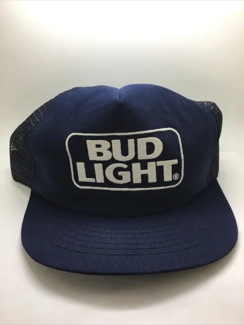 Vintage Bud Light Hat Cap Snapback Blue White Made in USA Beer Budweiser NEW NOS