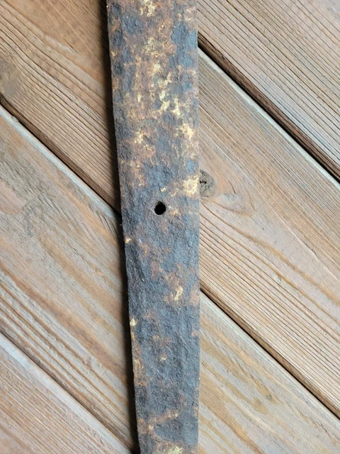 19c Antique Hand Wrought Forged Iron Barn Door Strap Hinges 31" 3