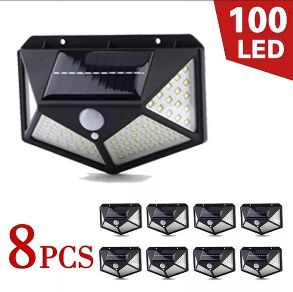 8 pack lampe solaire extérieur 100 led éclairage Détecteur de Mouvement Lumière