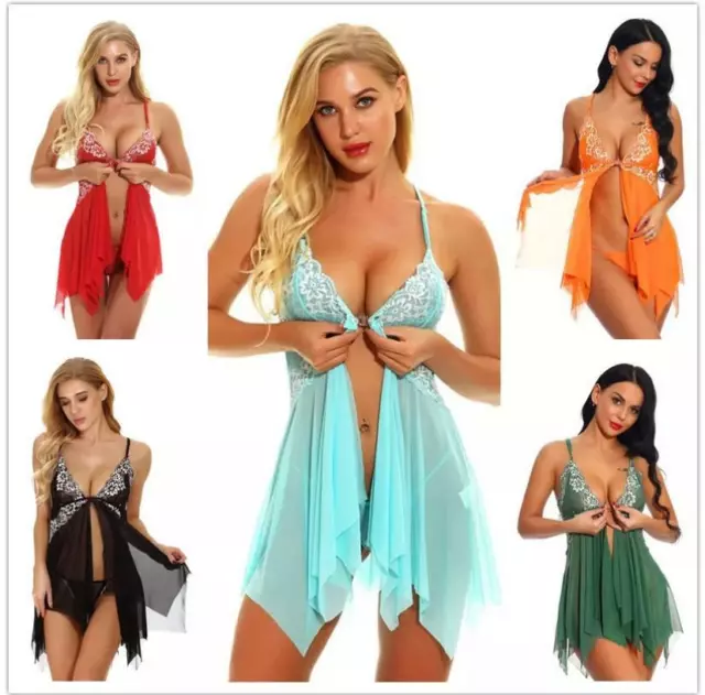 Women  Night Dress  Sexy Ladies Thong Underwear Sleepwear Lingerie  Babydoll Set