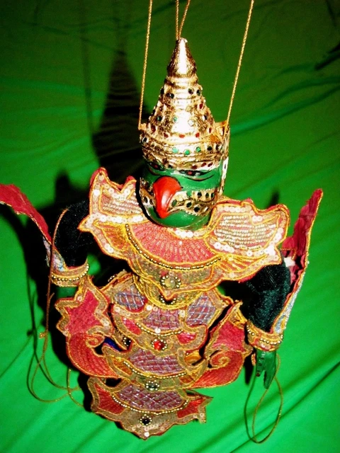 Vintage Burmese Marionette Wooden Garuda (Suparna) puppet 14" 12