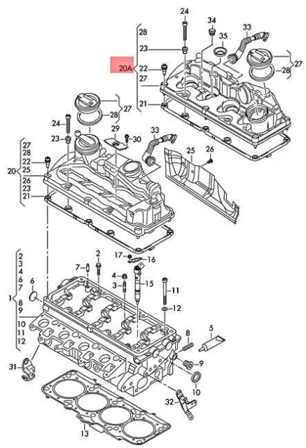 Genuine VW SEAT Amarok Crafter Exeo St Cylinder Head Cover 03L103469F