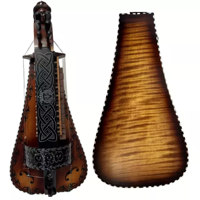 Hand Made Whole Maple wood 6 strings 24 keys Hurdy Gurdy,carved scroll