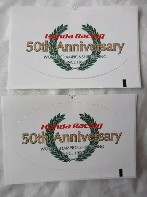 Pair ofvintage Honda 50th anniversary motorcycle racing stickers