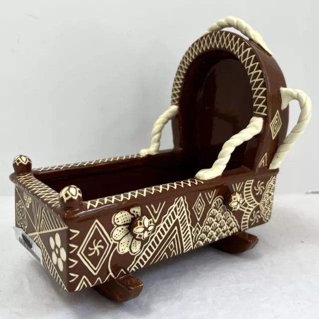 IRMA STARR Redware Cradle Replica 17th c. Slipware Pottery Folk Art Williamsburg