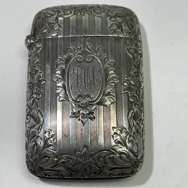 Antique Sterling Silver Cigarette Box Case Holder Match Safe Vesta 925 FLOWERS