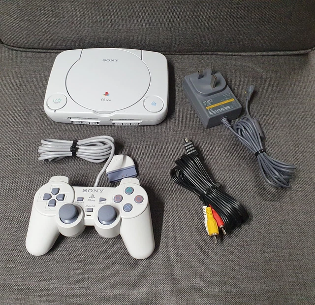 Console sottile Sony Psone PS1 con cavi e controller ufficiali