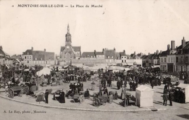 41 Cpa Animee Debut 1900  Montoire Sur Le Loire  La Place Du Marche