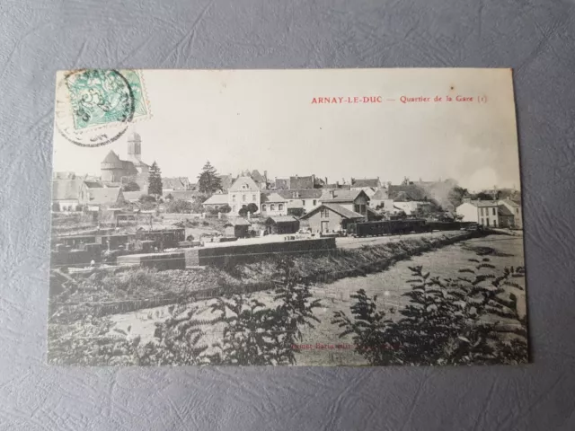 CPA / Carte postale ancienne - ARNAY LE DUC - Quartier de la Gare (Train) (21)