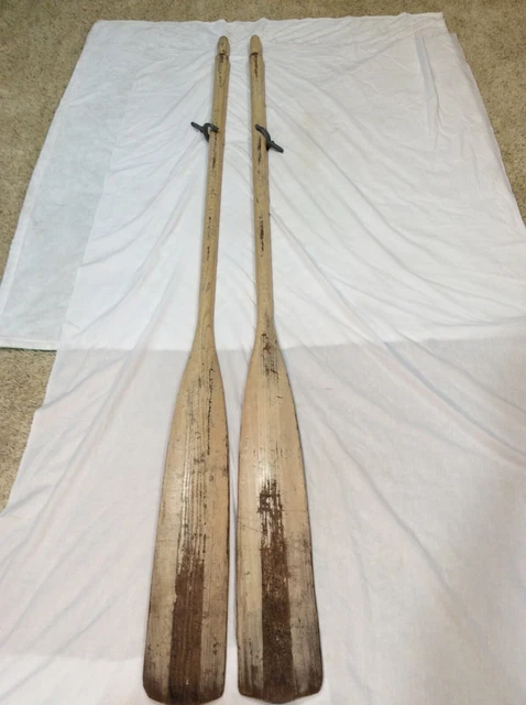Vintage Beautiful Original Yellow Paint 78” Boat Oars Grt. Patina-Cabin/Man Cave