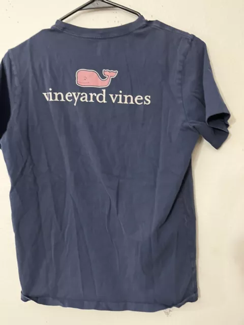 Youth Boys L Vineyard Vines Navy Blue Graphic T Shirt With Pocket 100% Cotton 2