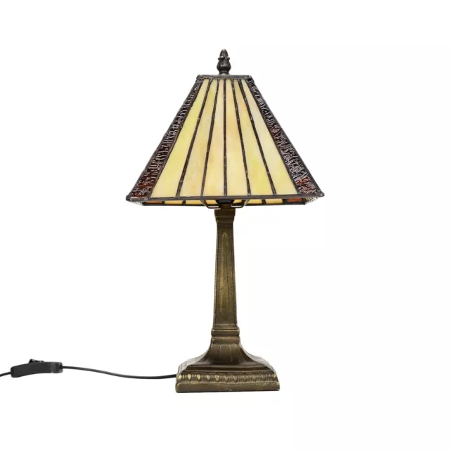 Traditional Tiffany Table Lamp Tinted Glass Shade Living Room Bedside Light