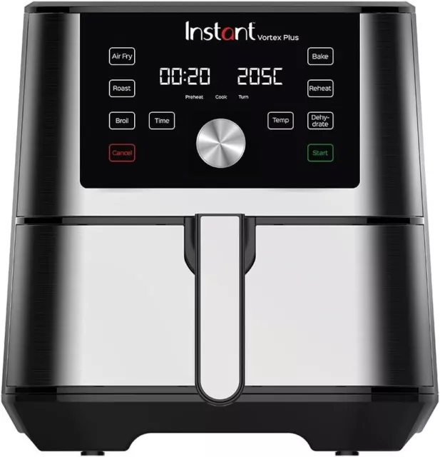 Instant Vortex Plus Dual Air Fryer with ClearCook, Black 7.6L- Air Fry,  Bake, Roast, Grill, Dehydrate & Reheat