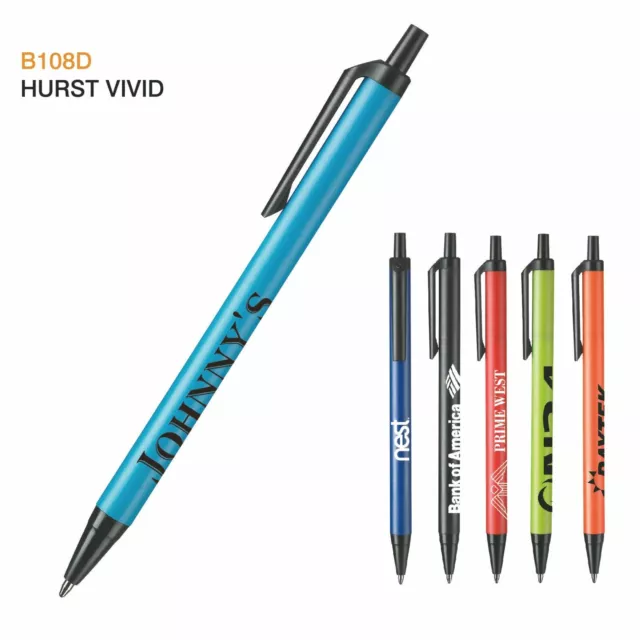 Personalized Merch Hurst Vivid Pen Printed with Your Logo + Text  on 250 Pens