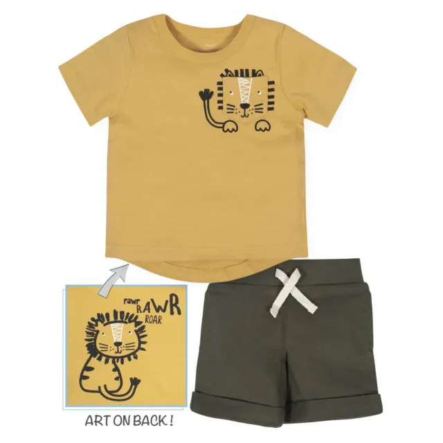 Gerber Baby 2-Piece Baby Boys Lion Pocket Tee and Short Set 0-3 Months