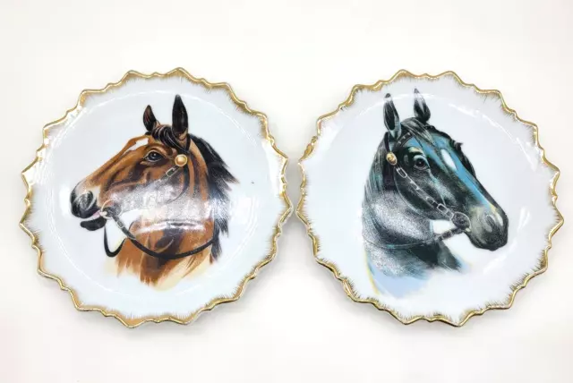 Vintage Artmark Decorative Plates Horse Head Scalloped Made In Japan 7.25 Wide