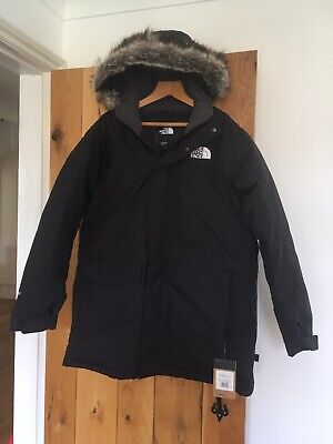 Mens North Face peak parka Parker black Faux Fur waterproof coat jacket Large L