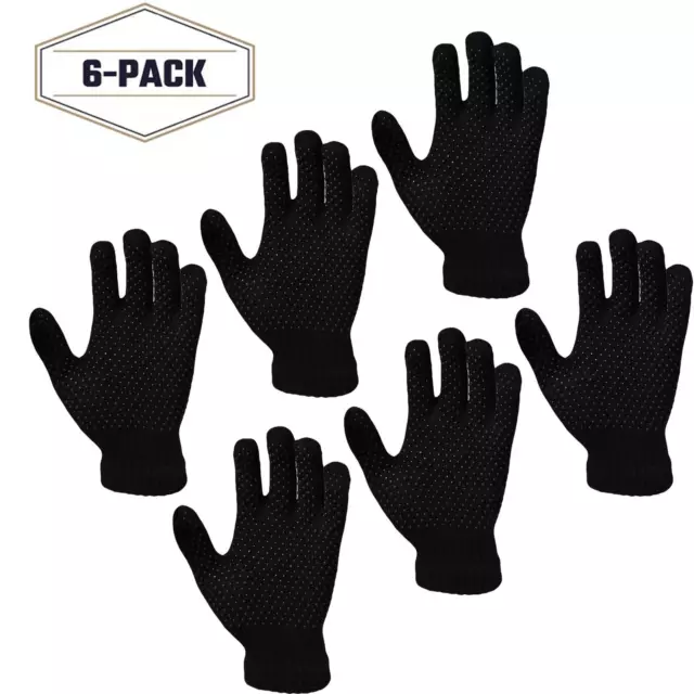 6Pairs Gripper Gloves Unisex Adult Thermal Full Finger Mens Women Magic One Size