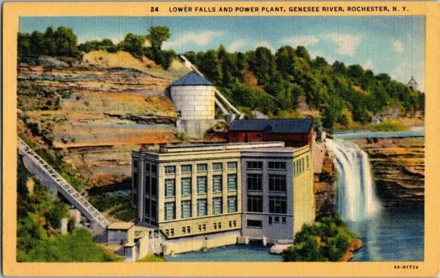 Vintage Postcard Rochester N Y Genesee River Lower Falls and Power Plant