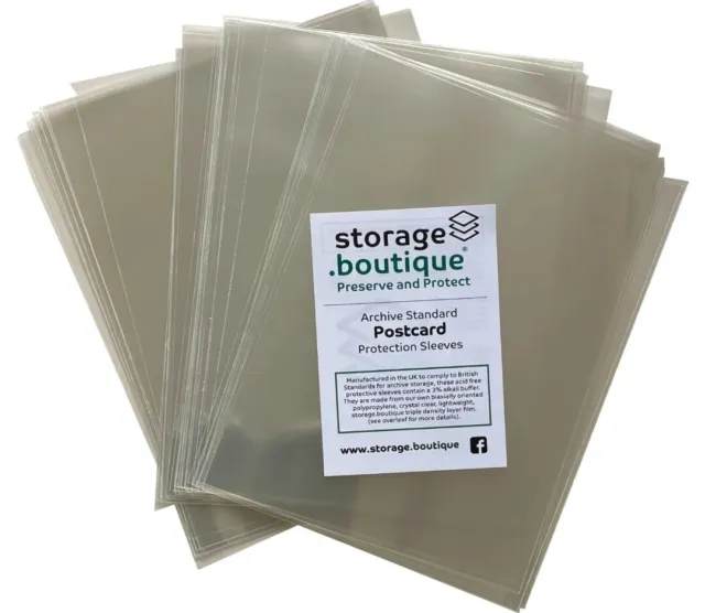 storage.boutique POSTCARD Protection Sleeves, Crystal Clear, Acid Free, 50