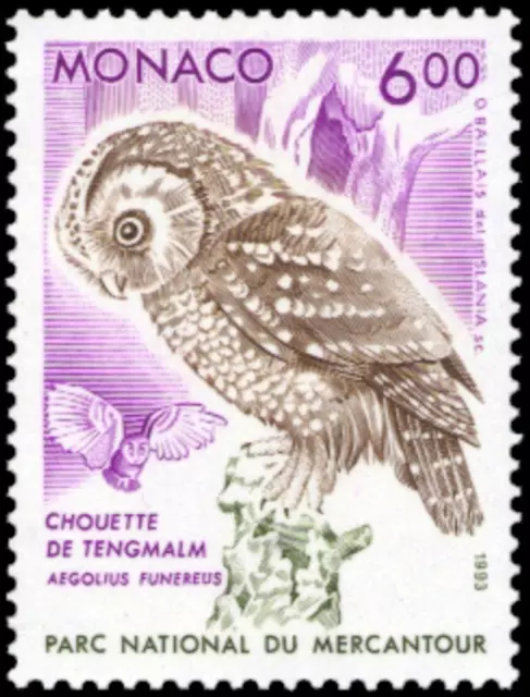 Monaco #YT1859 MNH 1993 Mercantour National Park Boreal Owl [1847]