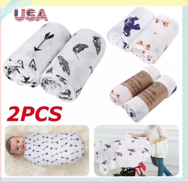 2Pcs/Set Baby Swaddle Blankets Sack for Boy Girl Infants Newborn 0-24 Months USA