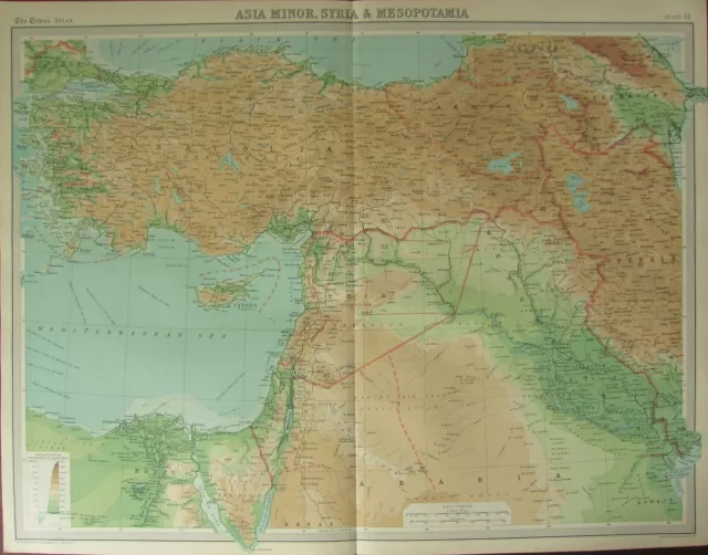 1922 Grande Antigüedad Mapa ~ Asia Minor Siria Y Mesopotamia Turquía Egipto