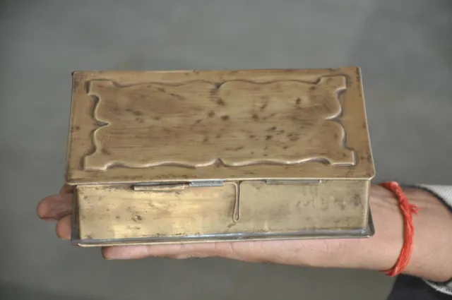 Old Brass Book Shape Handcrafted Fine Betel Nut Box