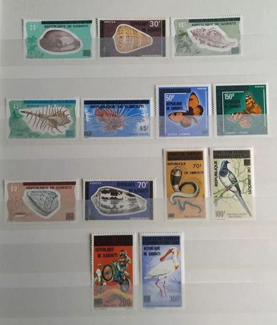 SÉRIE COMPLÈTE 13 TIMBRES DJIBOUTI - N° 445 à 457 NEUF** 1977