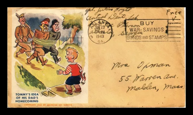Dr Jim Stamps Us Cover Wwii Patriotic Humor Tommy's Idea Of Dad Homecoming