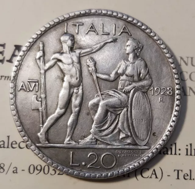 20 Lire 1928 Littore Periziata