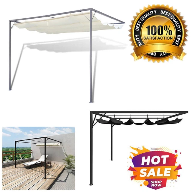 Gartenpavillon ausziehbarem Dach 3x3m Pergola Pavillon Gartenzelt Sonnenschirm