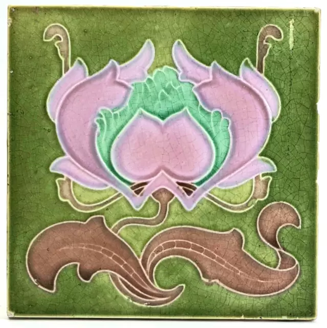 Antique Fireplace Tile Moulded Majolica By T A Simpson C1900
