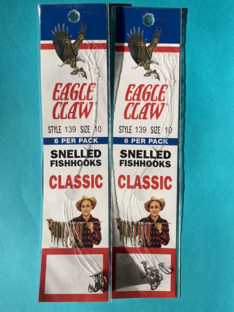 18 SNELLED EAGLE Claw 139 Bait Holder Fishing Hooks Size 12 $11.96
