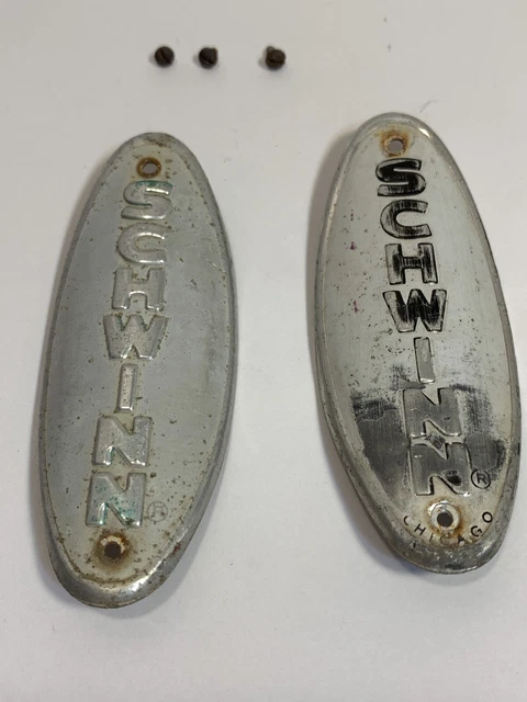 Schwinn Head badges set 2  vintage - 3 1/8 Long - Schwinn + 3 screws