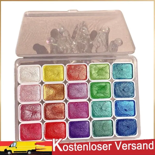 20 Colors Metallic Watercolor Paint Set Portable Solid Watercolor Pigment Set