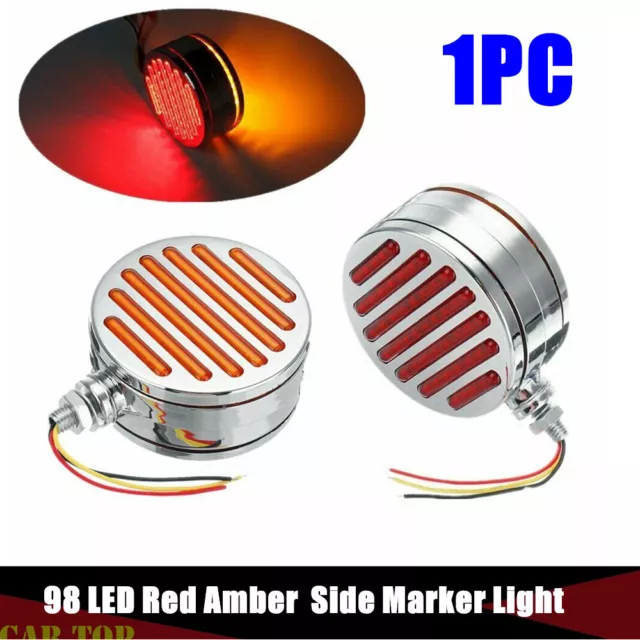 98LED Double Face Red Amber Truck Trailer Tractor Stop Tail Side Marker Light